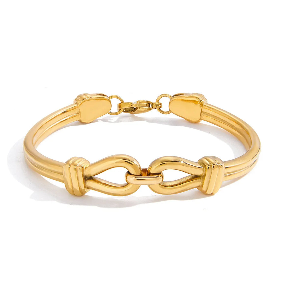 Stainless steel bracelet with buckle clasp, electroplated finish, connection link band, European American style