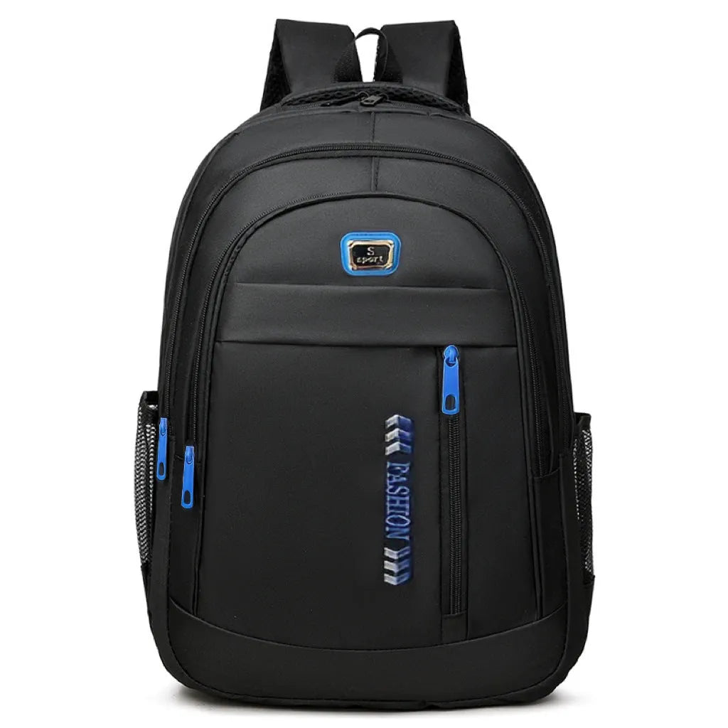 Oxford cloth business backpack with airpillow straps showing 20-35L capacity and sewing line detailing