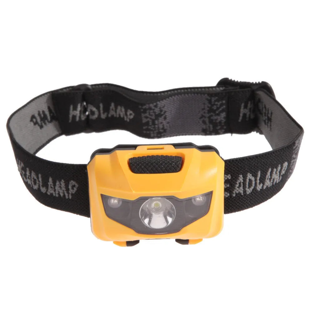 Cat eye 2nd generation outdoor headlight in black with white and red LEDs, shown as a head-mounted light.