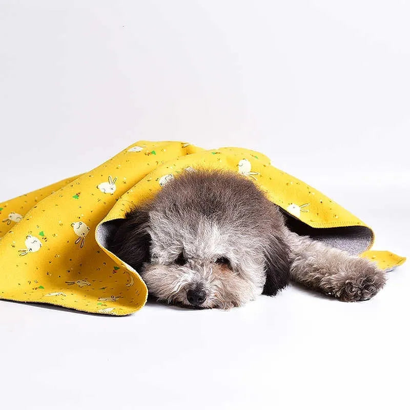 Double-sided cotton pet blanket with colourful cartoon dinosaur print in various sizes