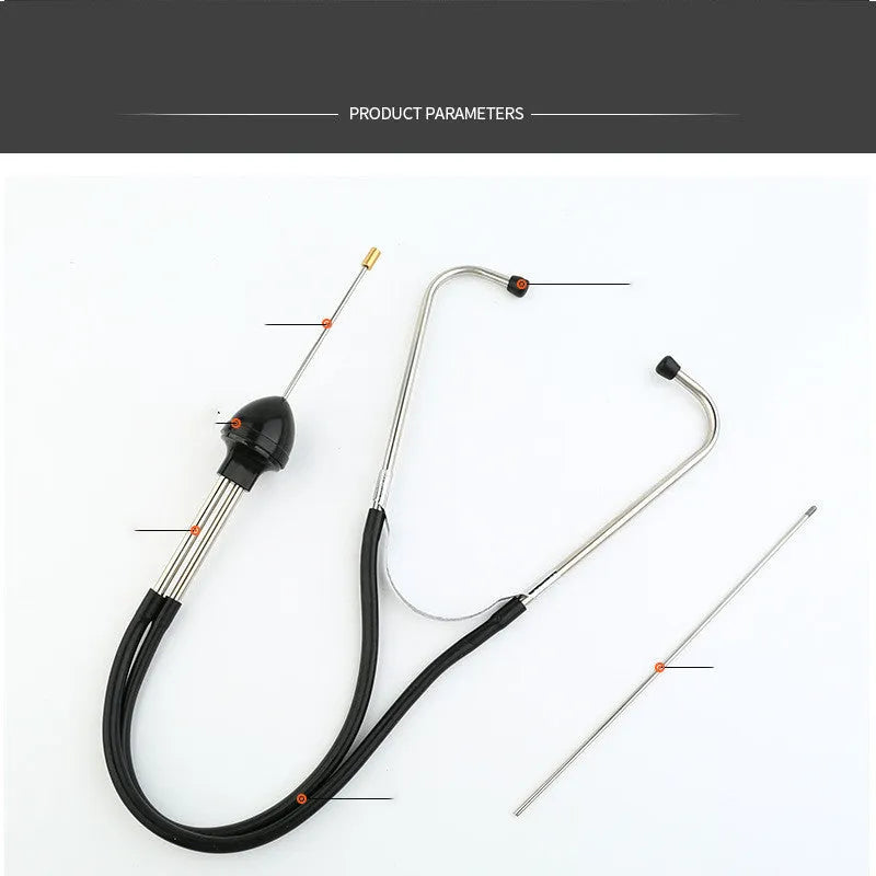 Black cylinder stethoscope with 210 mm probe and 720 mm main unit for mechanical repair noise detection