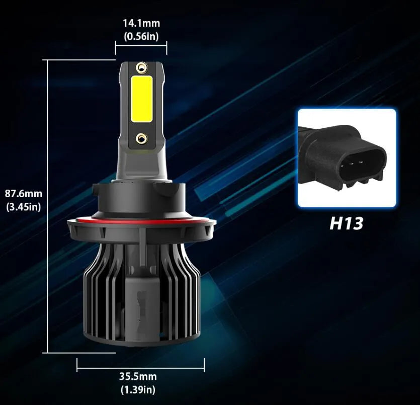 6000K white LED car headlight bulb with aluminium heat sink and adjustable chuck
