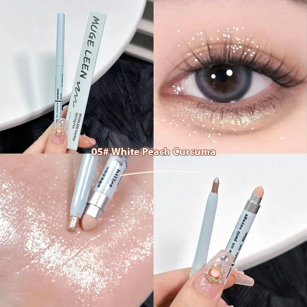 Waterproof brightening eye shadow pen in six colour options for girls and students