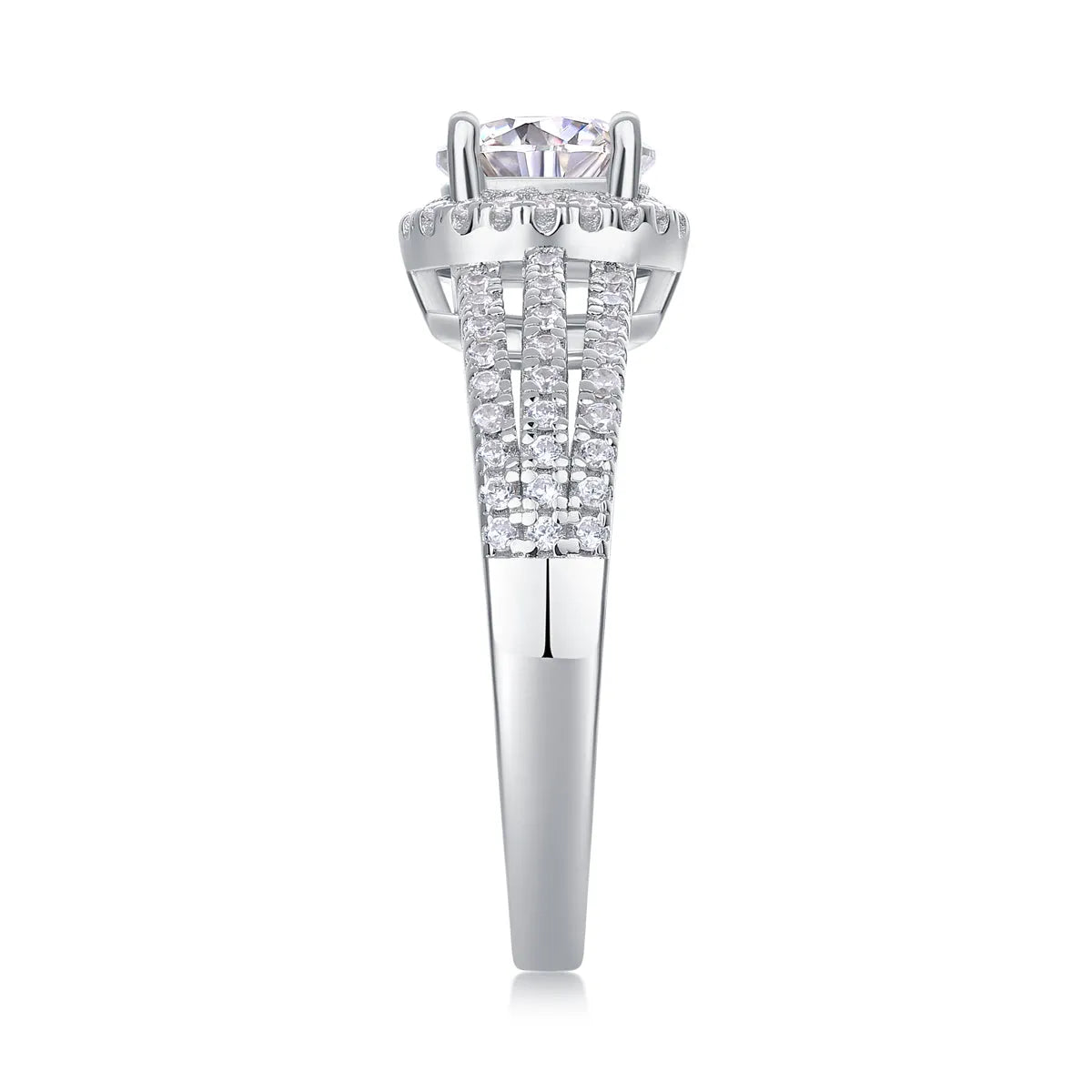1-carat moissanite wedding ring set in S925 silver with platinum plating, sizes 5-9, gift box and GRA certificate