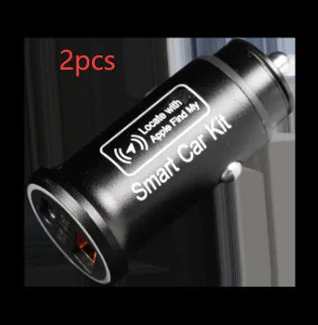 Black ABS plastic car charger GPS locator device for vehicle tracking.