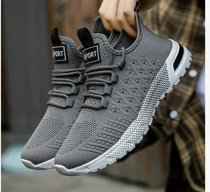 Men's mesh casual shoes in solid colour options including white, Army Green, black, grey, and khaki