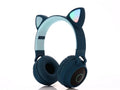 Pink cartoon cat ears wireless Bluetooth gaming headset with head-mounted design