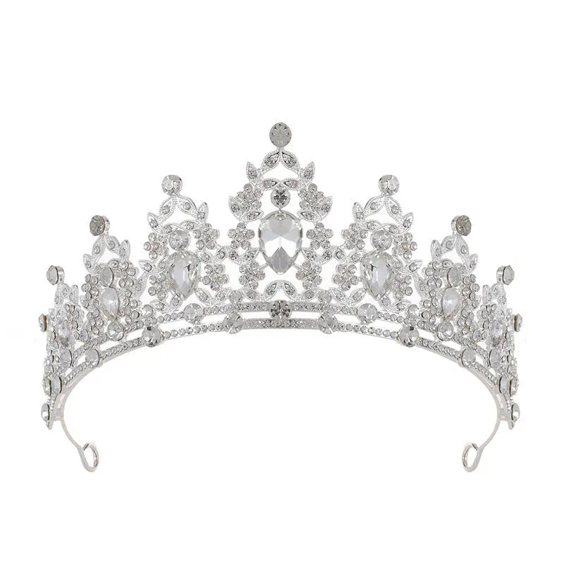 Baroque style bride headdress crown with rhinestone detailing in alloy metal