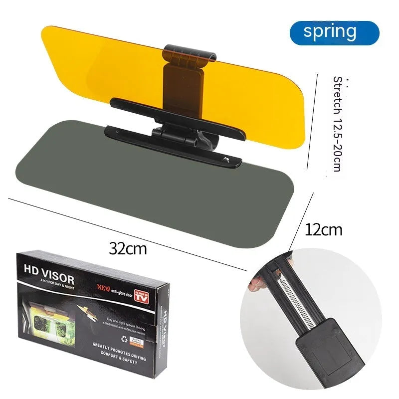 Dual-purpose anti-high beam goggles car sun visor with telescopic installation and acrylic lenses