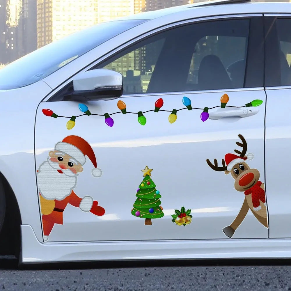 Medium Christmas elk reflective magnetic car decoration sticker with cartoon design and RFM025 colour variant