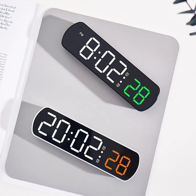 LED multi-function clock with temperature and second hand, plastic shell, black shell white light