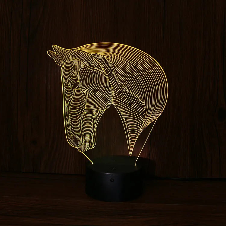 Horse's head LED night light with seven colour changing modes and remote control