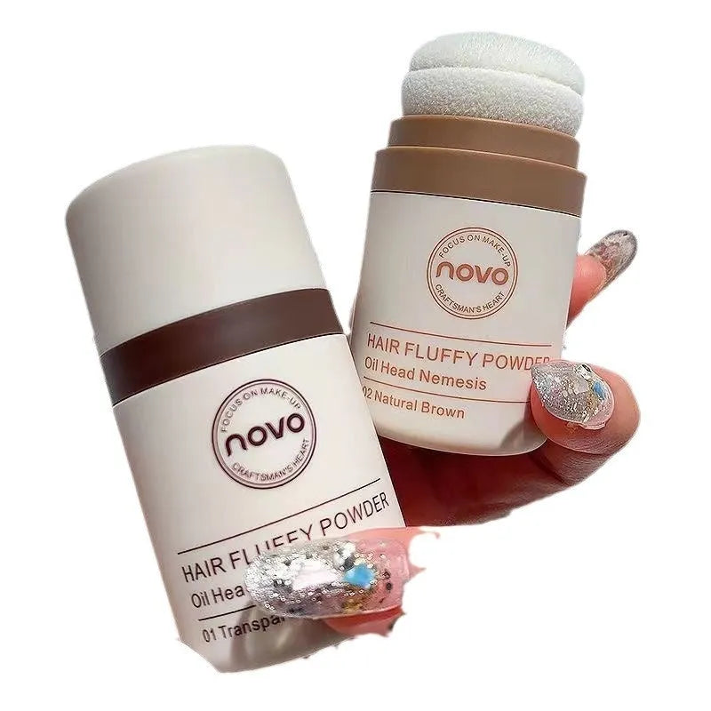 Veejaga mattifying hairline and facial oil control powder in transparent, brown and dark brown shades.
