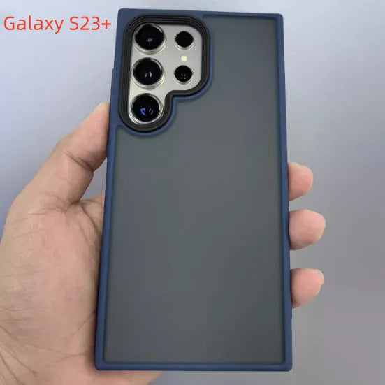 Frosted magnetic phone case for Samsung Galaxy S23 in black with matte finish and drop-resistant shell