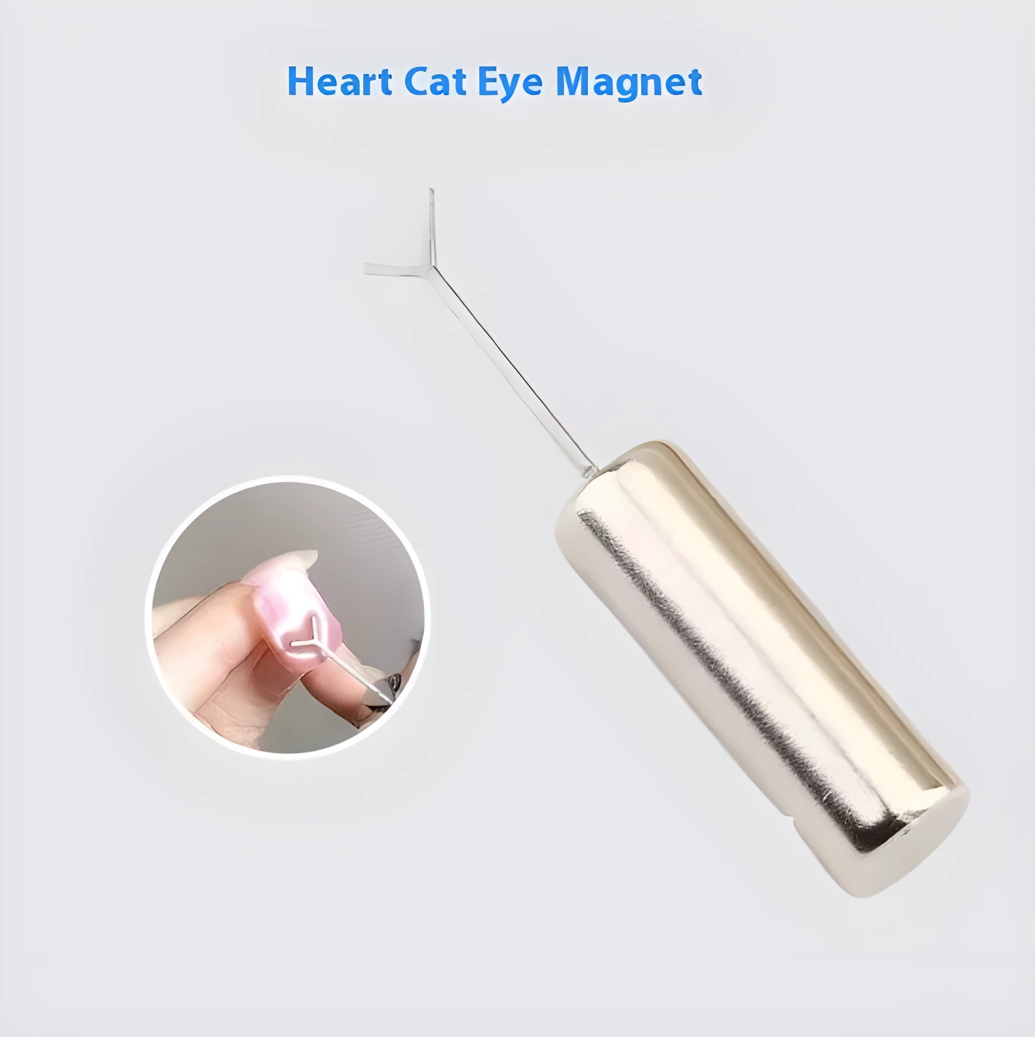Manicure magnet tool with metal cylindrical 9x30mm magnet and Y-shaped bracket for cat eye nail art