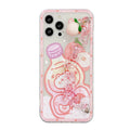 Bear white peach juice silicone phone case with summer drink chain design and bracelet for iPhone 11