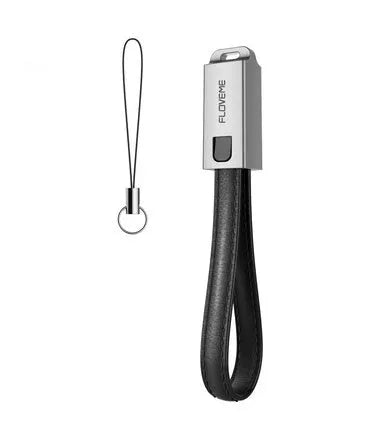 Short 20cm leather-braided USB C to Apple Lightning charging cable with zinc alloy connectors