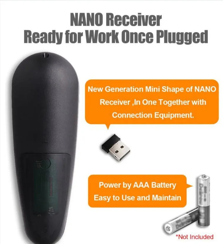 G30 wireless keyboard remote control with air mouse function and nano receiver