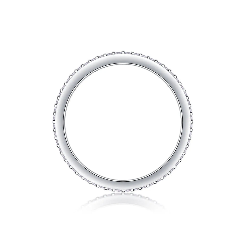 Moissanite wedding ring set with S925 silver platinum plated band and small stone