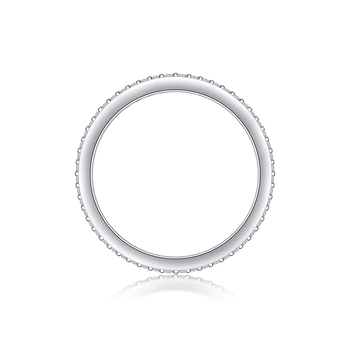 Moissanite wedding ring set with S925 silver platinum plated band and small stone