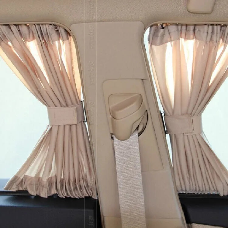 Car window curtains in beige, black, or grey, cotton polyester, sizes 50S 50x39cm and 50L 50x47cm