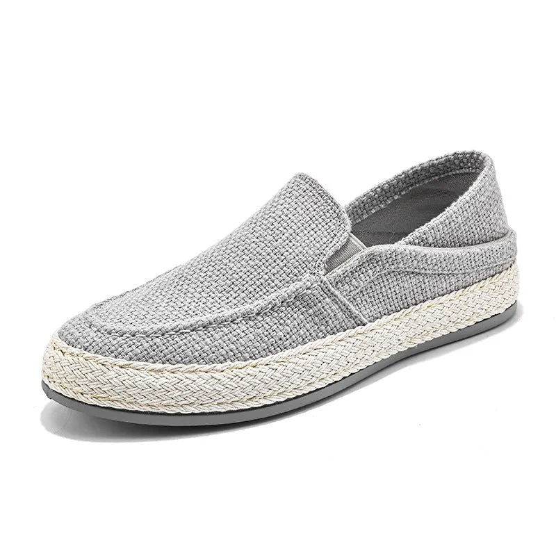 Old Beijing linen cloth shoes in 367 black, beige, and gray with flat heel and PVC rubber sole, sizes 38-44.