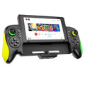 Yellow-green game controller with in-line handle design and somatosensory burst function