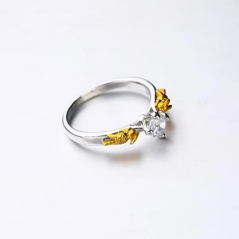 Black gold crystal crown ring on copper base with multiple size options for cosplay