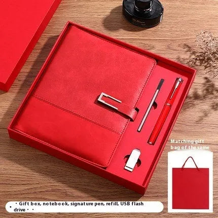 A5 soft leather business notebook in brown, black, green, blue, and red colour options.