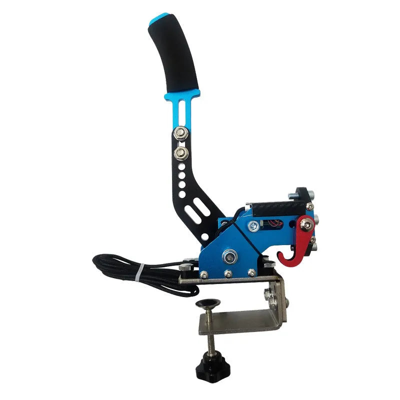 Aluminum and stainless steel linear handbrake with clamp for racing simulators compatible with G29 and T300RS
