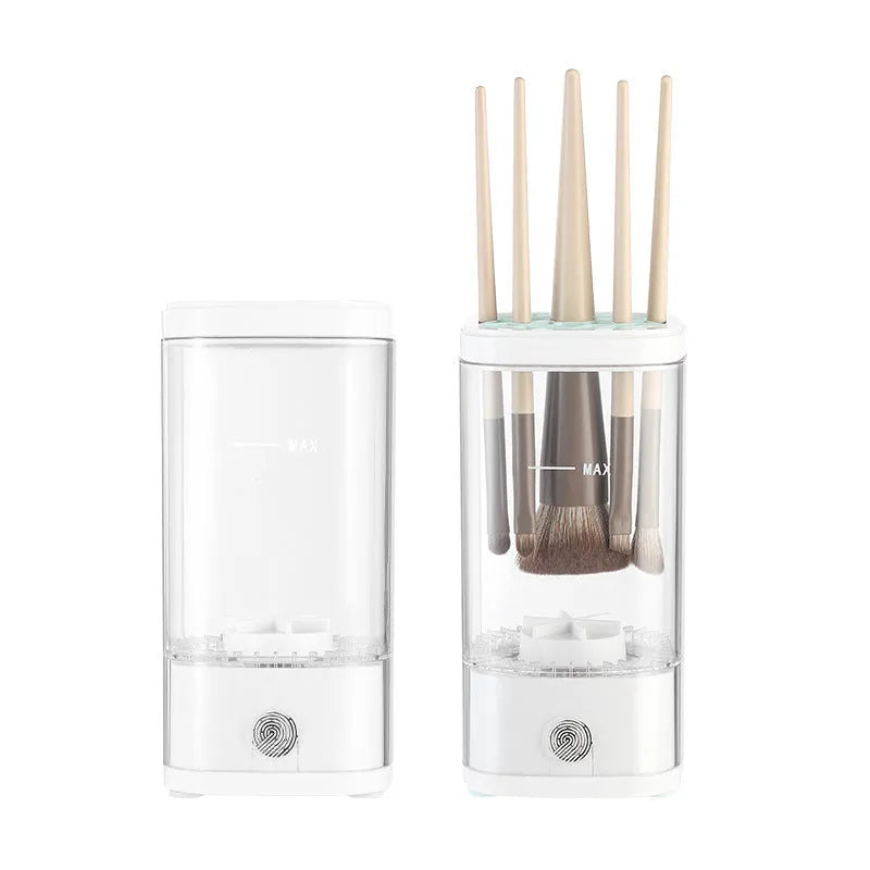 Automatic makeup brush cleaning machine storage box, 7.6x7.6x16cm, USB cup brush, elegant gray, 3.7V 8000rpm