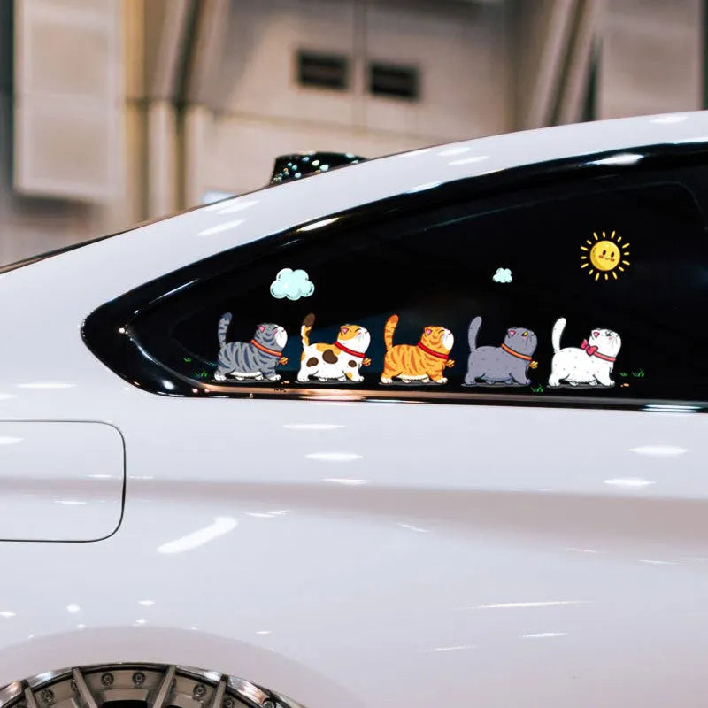 Climbing cats car sticker design on vehicle window