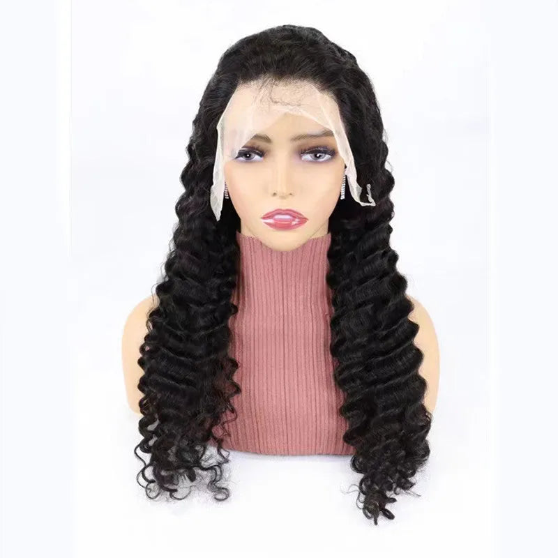 Solid colour human hair wig with half lace front, shown at long length.