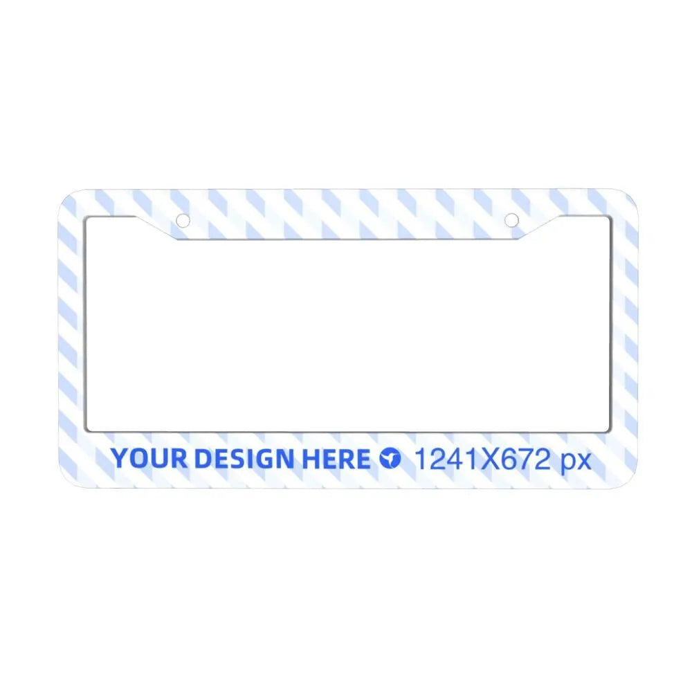 Aluminium license plate frame with round holes for front and rear car plates, lightweight and customisable
