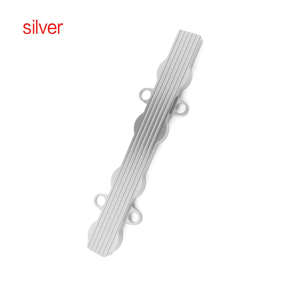 Aluminium alloy engine harness housing cover in blue, red, and silver, shown with and without mounting holes.