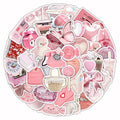 Pink girl heart 3D decorative stickers in light colours with realistic printing for craft and journal projects