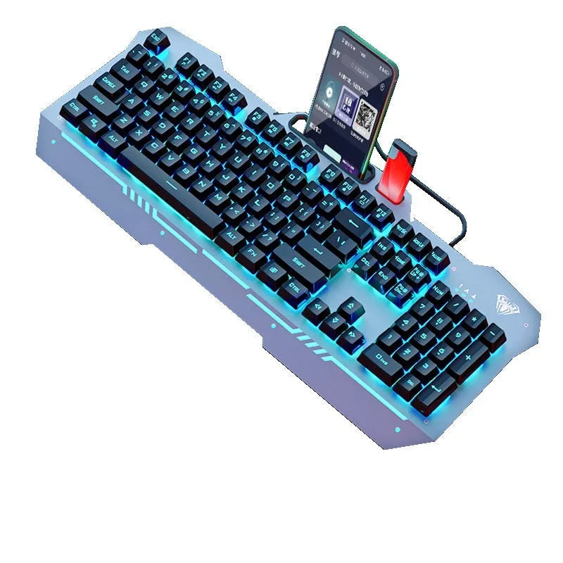 Mechanical gaming keyboard, mouse, and headset bundle in metal packaging box