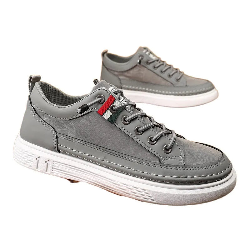 Men's high-cut canvas sneakers in grey with round toe and PVC sole