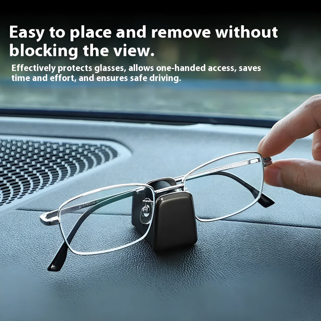 Car dashboard glasses clip holder in black, grey, green or red with zinc alloy leather construction