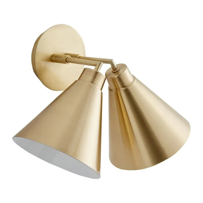 Double-headed industrial style wall lamp with iron shade and adjustable steering heads
