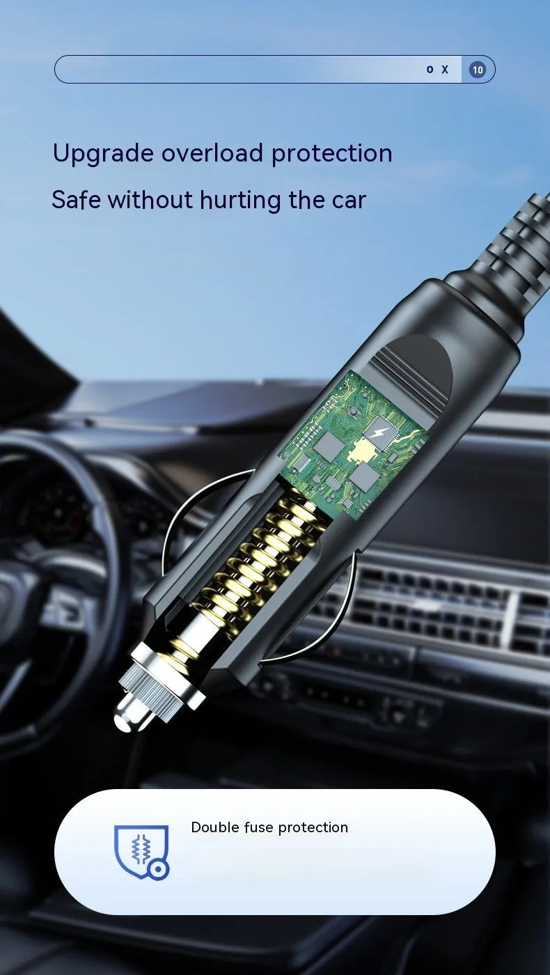 Wireless car inflator pump with digital display, vacuum cleaner attachment and emergency lighting functions