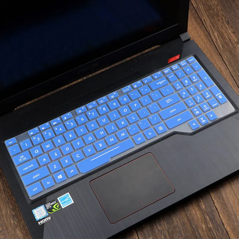 ASUS Flight laptop keyboard protective film cover in multiple colour options showing translucent and gradient designs
