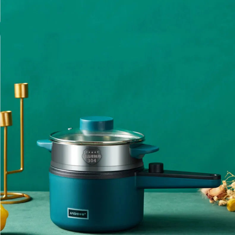 Mini electric cooking pot 1.2L non-stick 600W with two-speed knob and Nordic green finish
