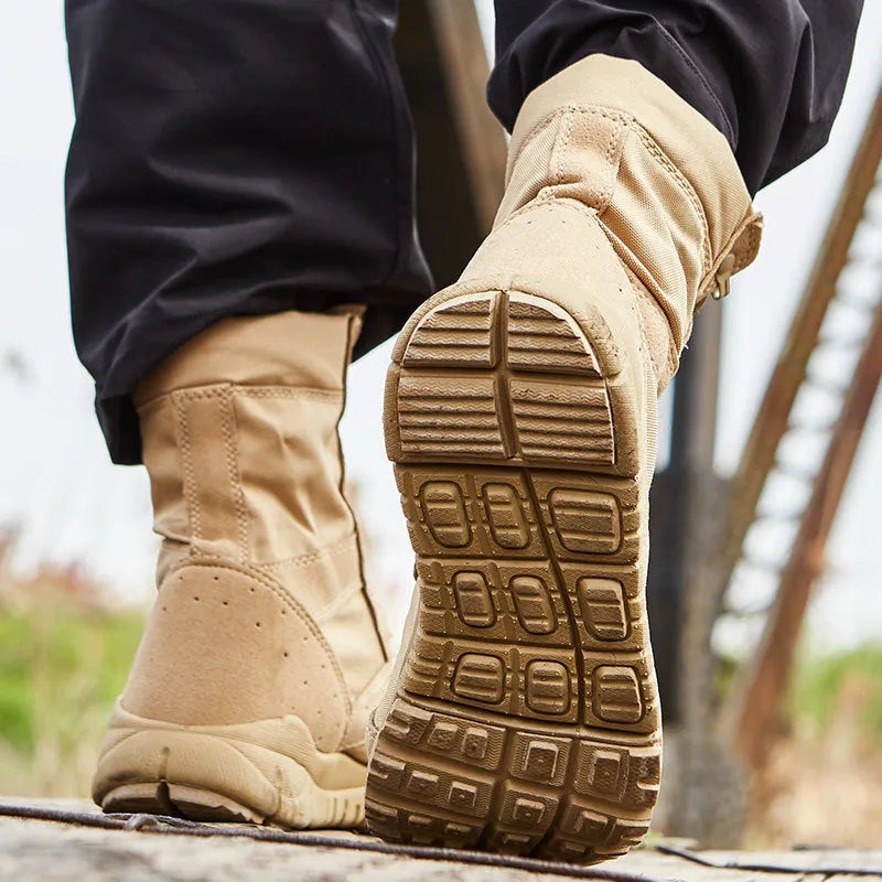 Summer Yulong Combat Boots tactical desert footwear in black and sand colours