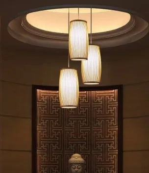 Natural bamboo plait decoration lamp with compact 15cm diameter and 35cm height.