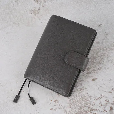 A6 loose-leaf cowhide diary with lychee pattern cover, 12 x 16.5cm, in off white, pink, or white.