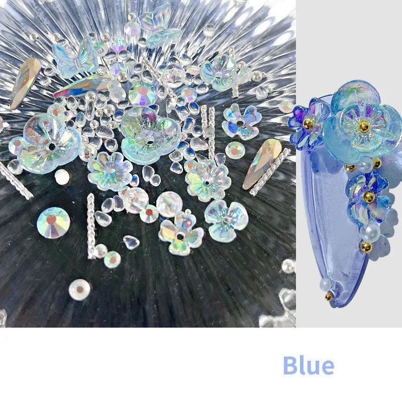 Flower Butterfly Nail sequins 15g ice through flower nail art decoration in six colours