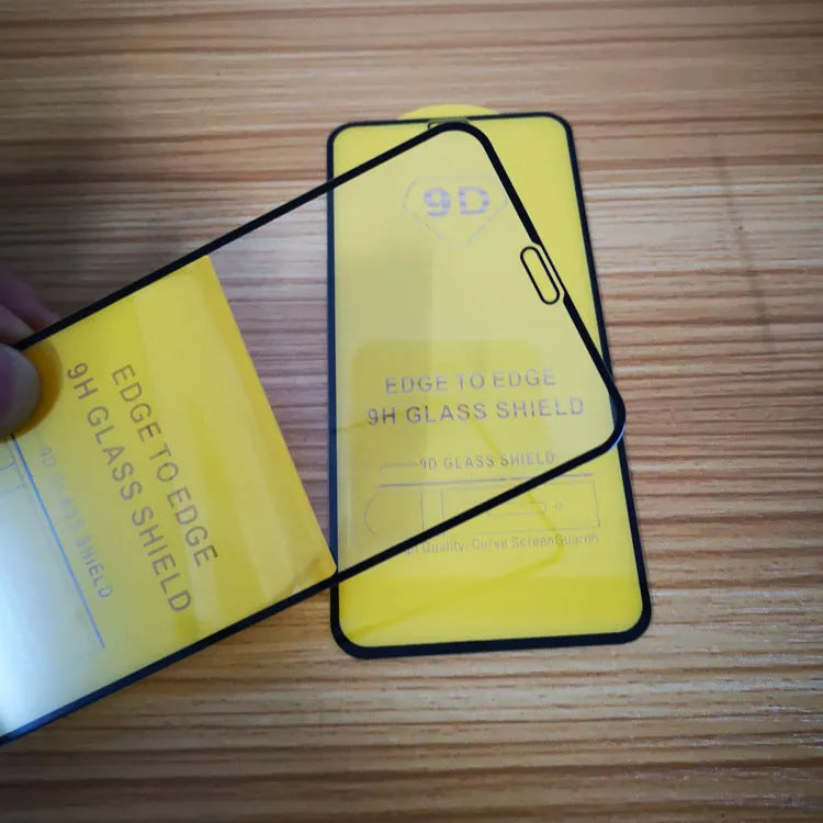 Black tempered glass screen protector for Xiaomi 10 Lite, 11 Lite, and 11T Pro phones on a white background.