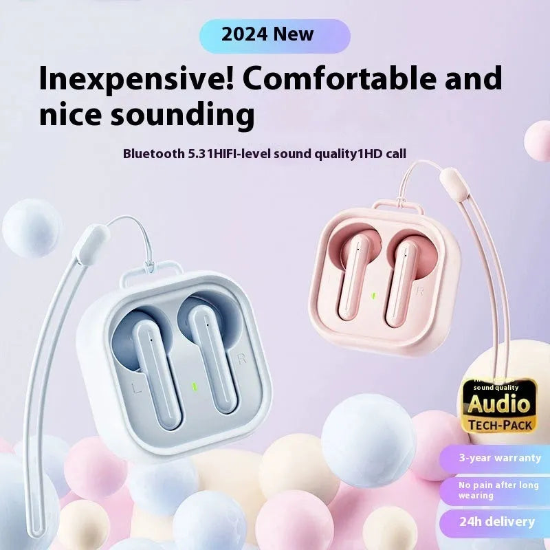 Wireless Bluetooth earbuds with noise reduction, plastic sports earplugs, available in black, white, or skin colour
