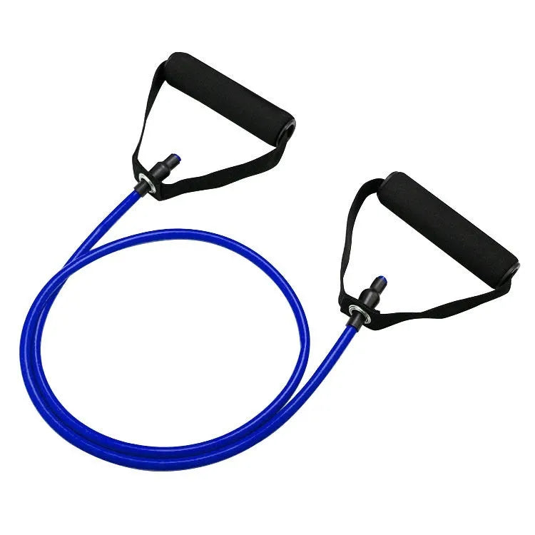 Adjustable chest expander with TPE tension rope showing five colour options for different resistance levels